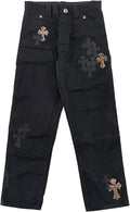 Leopard Cross Leather Jeans